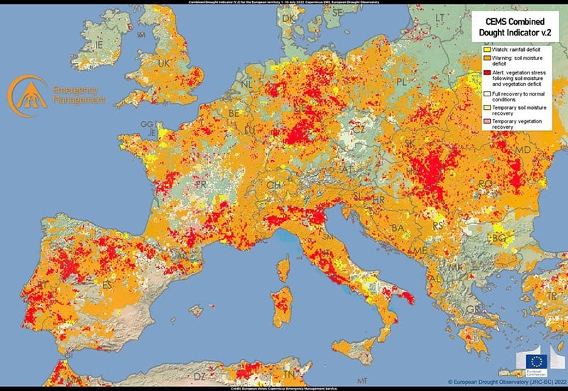 UN map drought Europe